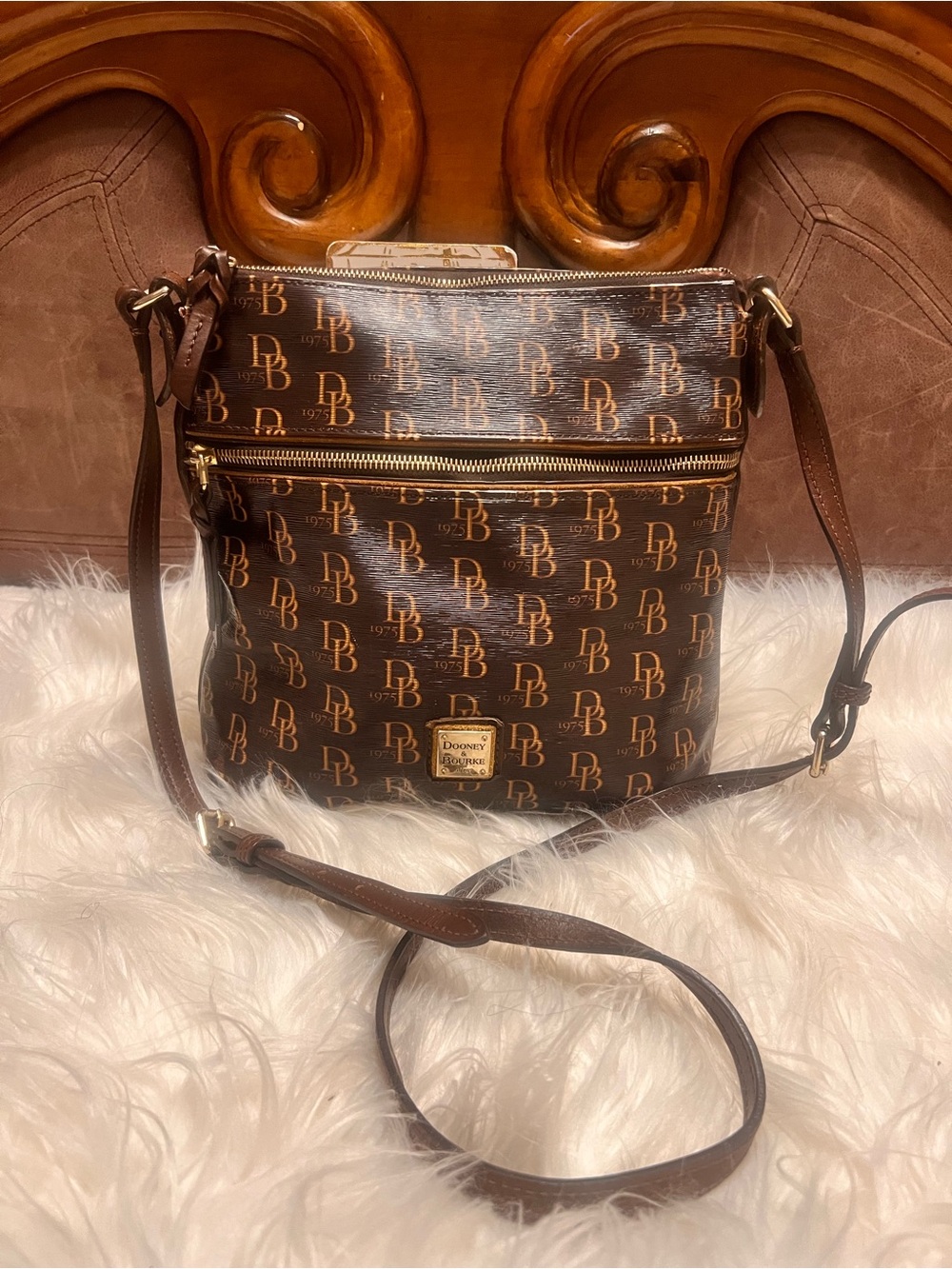 Dooney & Bourke Brown Signature Crossbody Bag